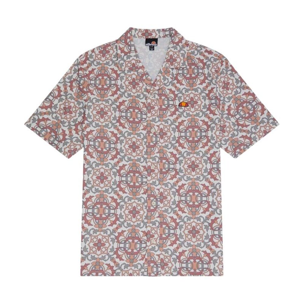 Ellesse Mens Melos Geometric Short-Sleeved Shirt / Brown/Beige